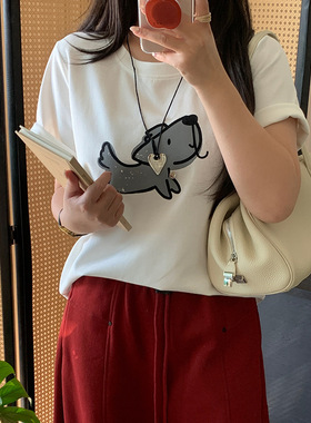 烟台双天服饰2026春季胖mm大码女装新款卡通印花圆领短袖T恤W-268