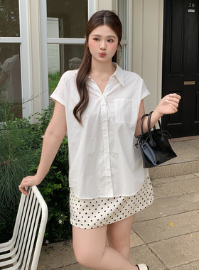 智煊大码女装慵懒风简约白色小飞袖衬衣2026夏气质通勤上衣232500