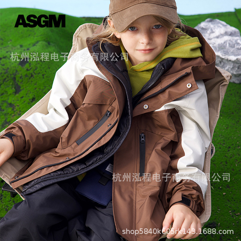 ASGM儿童冲锋衣学生外套户外中大童男童外套2024秋冬新款韩版