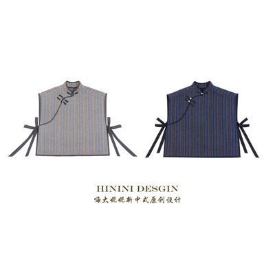 《苏鲁勒勒》HININI原创25秋冬新中式毛呢复古素条纹马甲 亲子
