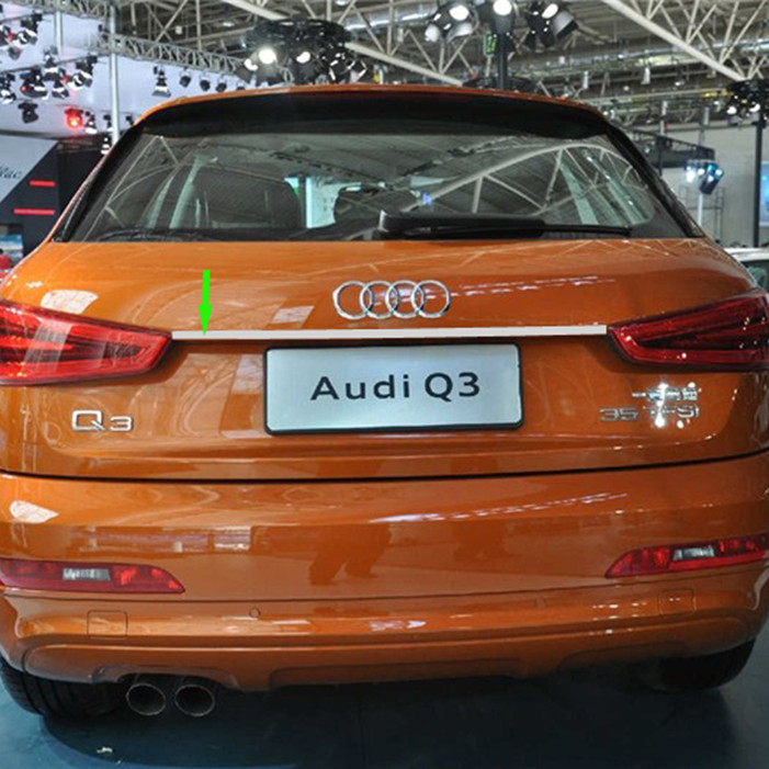 適用13-24款?yuàn)W迪Q3后飾條不銹鋼尾門(mén)飾條改裝專(zhuān)用后備箱后杠亮條