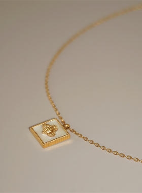 几何天然贝壳小蜜蜂极细项链女