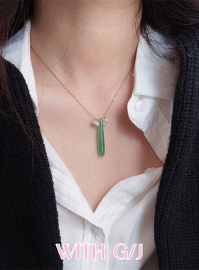 复古天然绿玛瑙珍珠不褪色项链女