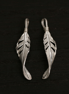 HB925纯银手工扭曲羽毛吊坠