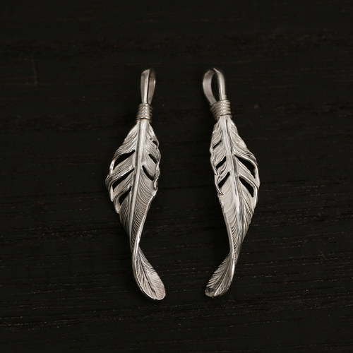 HB925纯银手工扭曲羽毛吊坠