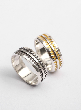 三沐饰家 UNDERCOVER 高桥盾925纯银手工 锯齿 戒指情侣 指环