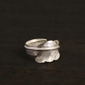 三沐高桥吾郎LA 指环 925纯银风切羽毛戒指手工男女款 Larry smith