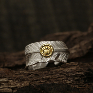 三沐高桥吾郎 kikuchi 菊地健925纯银飞鸟印羽毛戒指窄款 情侣 ken