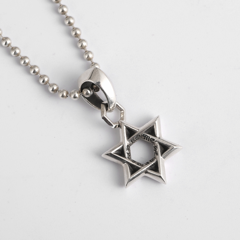 三沐饰家 小号六芒星坠男女款项链 925纯银朋克银饰情侣吊坠