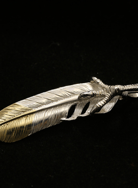 三沐饰家 KEN KIKUCHI 菊地健建 925纯银鹰爪银爪羽毛18K先金吊坠