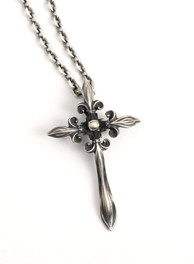 925纯银十字链手工军花十字架