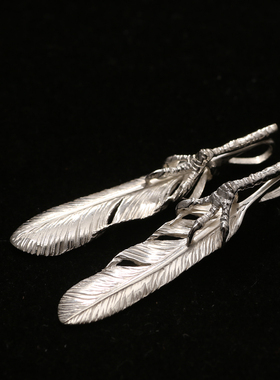 三沐饰家 KEN KIKUCHI 菊地健 925纯鹰爪小羽毛吊坠银饰DIY配件