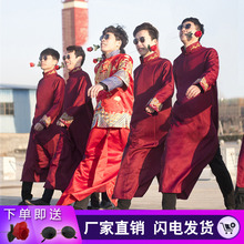 伴郎服中式结婚礼服中国风复古长衫长袍马褂古装相声大褂兄弟团装