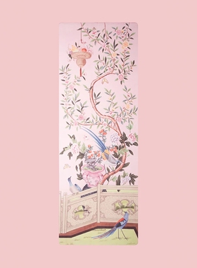 Sugarmat中国风麂皮绒粉色蒲苇系列天然橡胶瑜伽垫防滑减震地垫