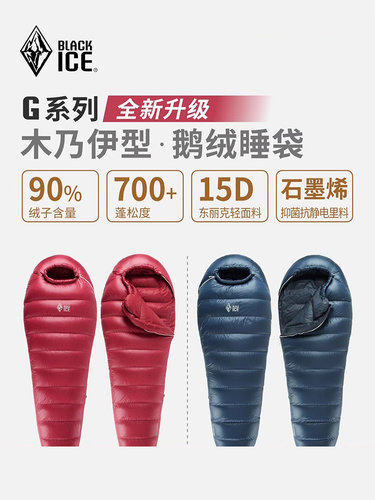 黑冰鹅绒睡袋新标升级可拼接2人