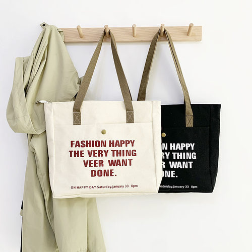 字母帆布包简约时尚流行学生通勤