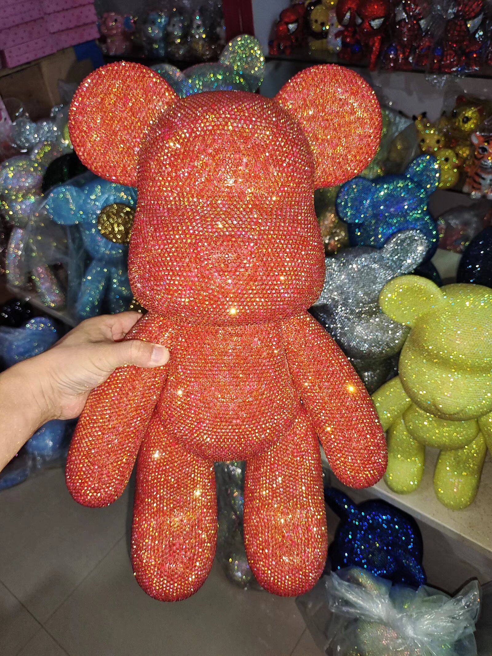 果冻大红色贴钻熊diy粘钻熊大熊镶钻熊礼品创意卡通暴力熊送礼物