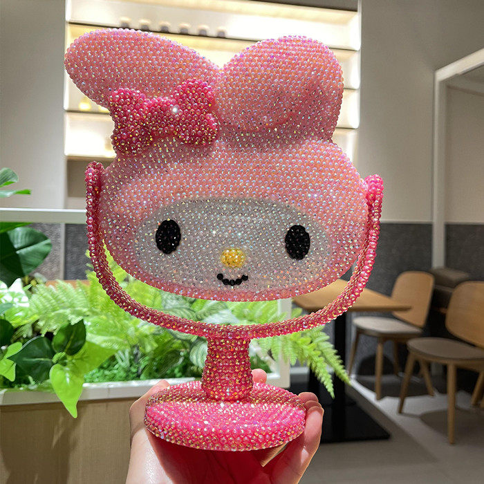 美乐帝卡通兔子 贴钻麦乐迪化妆镜 化妆镜 手柄化妆镜 台式化妆镜