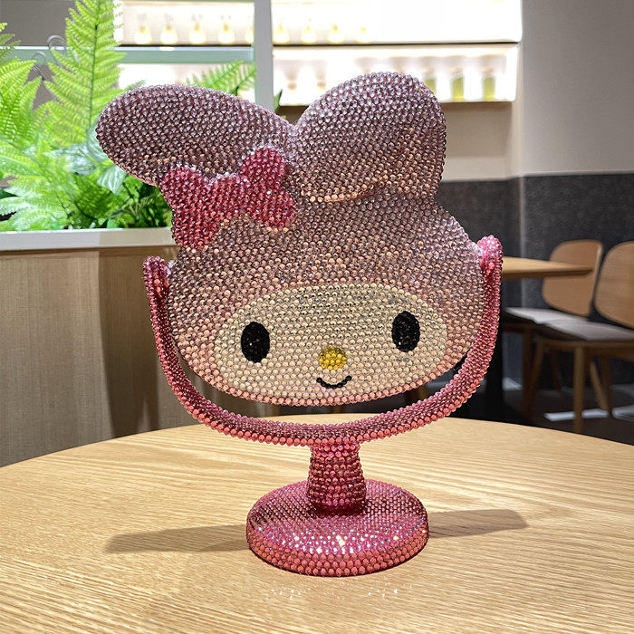 卡通兔子 DIY贴钻麦乐迪镜子 随身手柄化妆镜 美乐帝台式美妆礼品