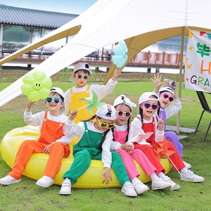 六一儿童演出服幼儿园小学生合唱服糖果色可爱背带裤夏季团体表演