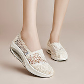 透气厚底蕾丝镂空休闲一脚蹬软底气垫妈妈凉鞋 亮片摇摇鞋 女夏新款