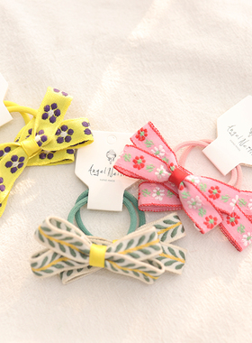 女童可爱蝴蝶结发绳韩国红色草莓花朵宝宝扎头发皮筋2023年春季新
