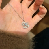 设计师款 S925纯银镶莫桑钻马上有钱项链女轻奢小众锁骨链东来同款