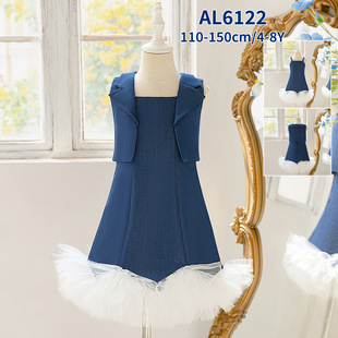 女童礼服儿童无袖牛仔裙套装日常可穿公主裙洋气女孩主持人演出服