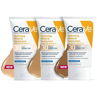 CeraVe适乐肤轻薄润色保湿矿物防晒霜50ml防紫外线SPF30敏感肌