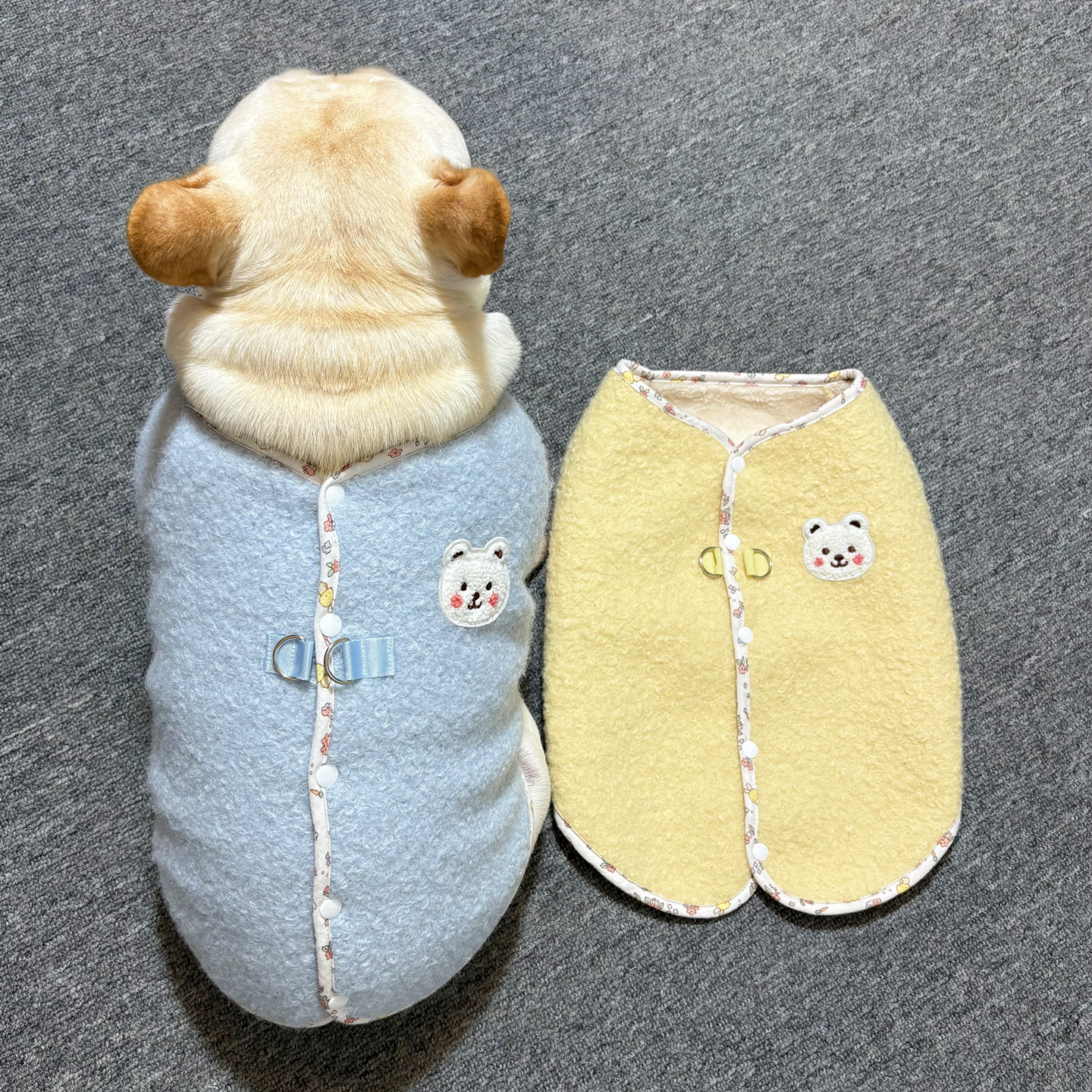 法斗秋冬带可牵引扣宠物狗狗衣服巴哥斗牛犬加厚加绒保暖马甲背心