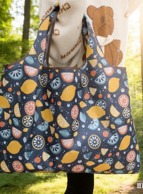 时尚旅游日韩可折叠购物袋单肩轻便携大号手提买菜环保超市买菜包