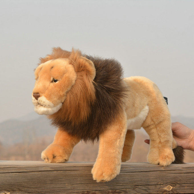 仿真非洲狮 狮子 毛绒玩具公仔玩偶 lion africa lion 四肢带铝丝
