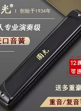 上海国光口琴专业演奏成人24孔复音C调初学人老人28孔重音C调口琴
