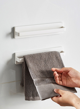 免打孔卫生间毛巾架厨房磁吸抹布架浴室洗手间厕所壁挂擦手巾挂架