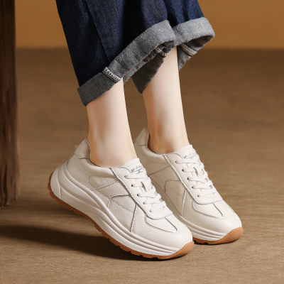 头层牛皮厚底增高老爹鞋