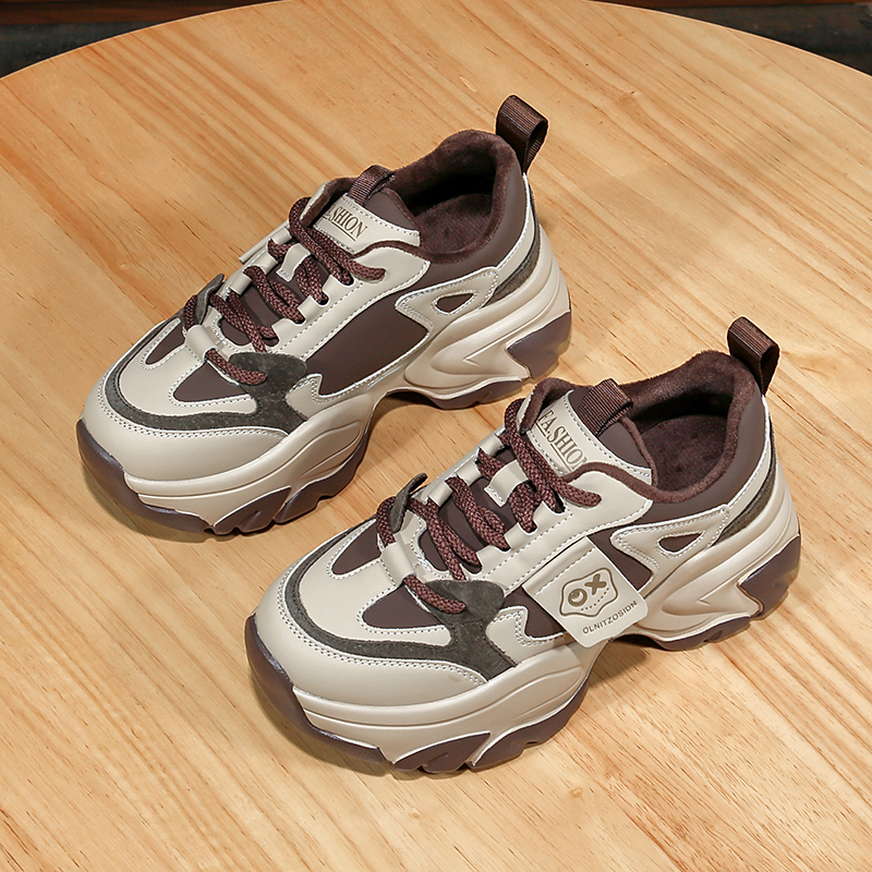 厚底真皮增高百搭透气休闲运动鞋