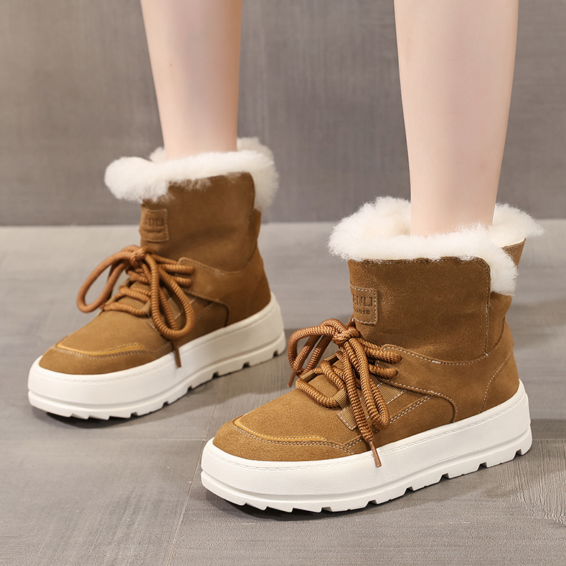 磨砂牛皮防寒加厚雪地靴