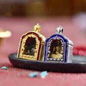 嘎乌盒藏传饰品原创可打开装 藏式 s925纯银拱门卷草冷珐琅款 藏擦擦