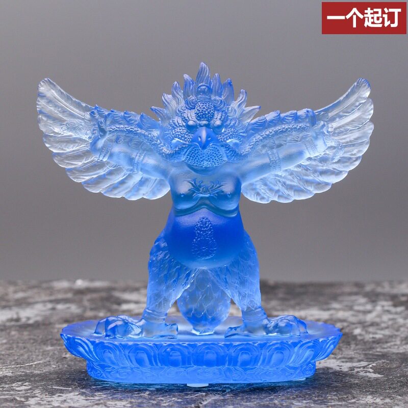 古法琉璃金翅大鹏鸟迦楼罗鸟雷鸟护法泰国工艺品供奉摆件