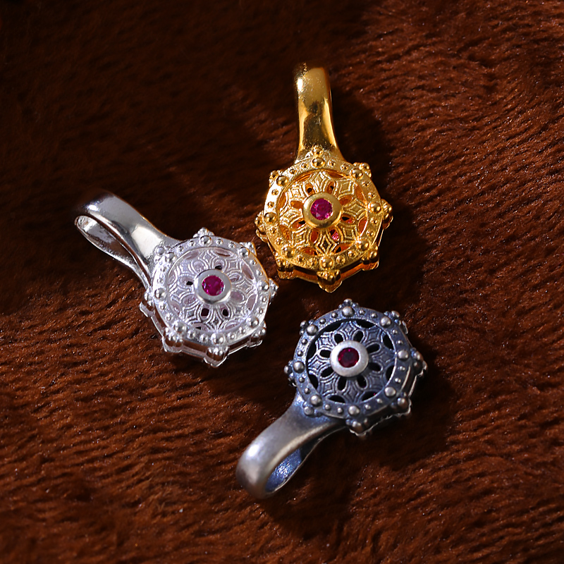 S925纯银法轮夹子佛珠手链固定夹藏式念珠计念数男女款夹子配饰