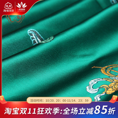 哈达八吉祥加厚丝绸刺绣提花哈达批量发包邮大号精品刺绣绿色