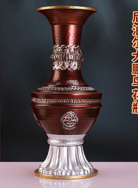 藏式尼泊尔吉祥合金敬喇叭花瓶大鹏鸟手工白色紫铜色826家用摆件
