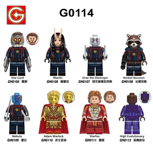 欣宏银河护卫队星爵螳螂女术士亚当星云火箭浣熊拼装积木人仔玩具