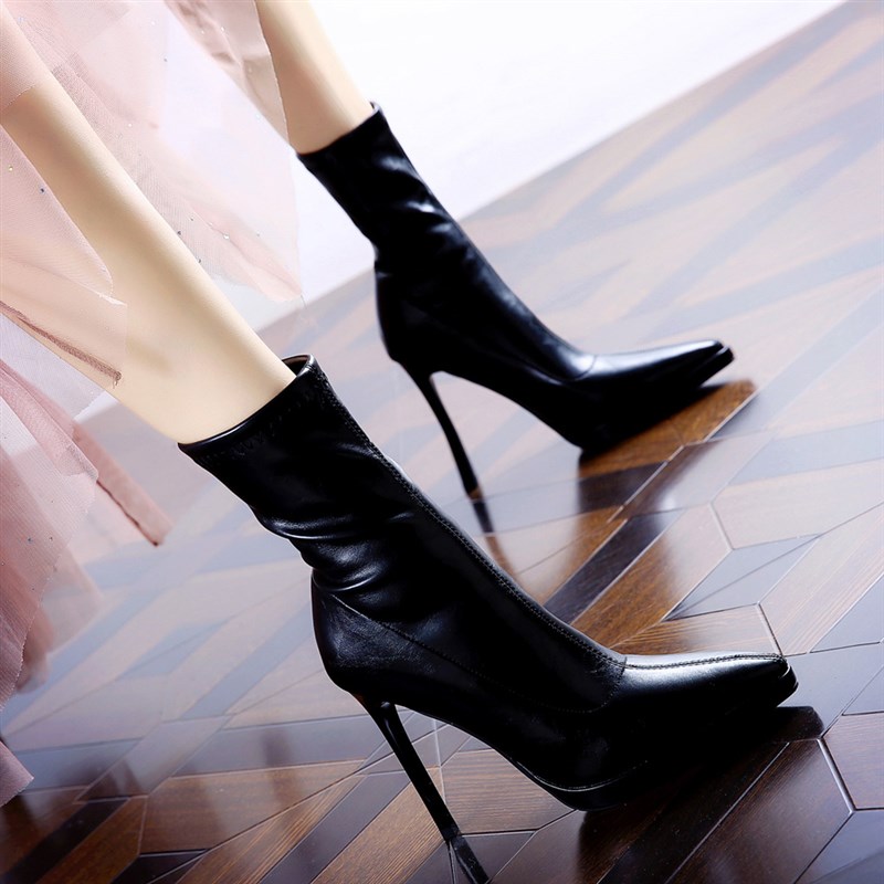 加绒套筒弹力瘦瘦中筒靴