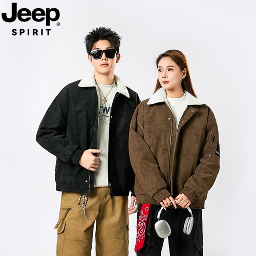 JEEP吉普秋冬麂皮绒羊羔绒夹克男