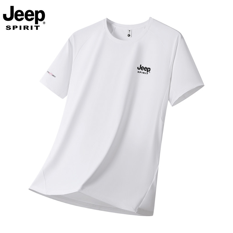 JEEP SPIRIT冰丝男士短袖大码t恤26新款运动男装半袖夏装爸爸上衣