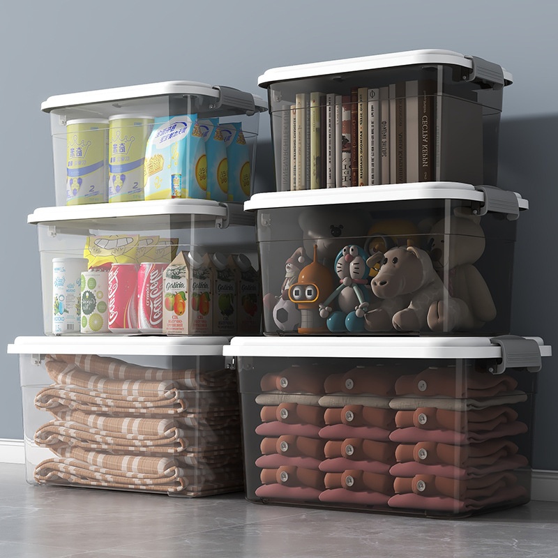 收纳箱家用储物箱透明杂物玩具收纳盒大号衣服整理箱零食塑料