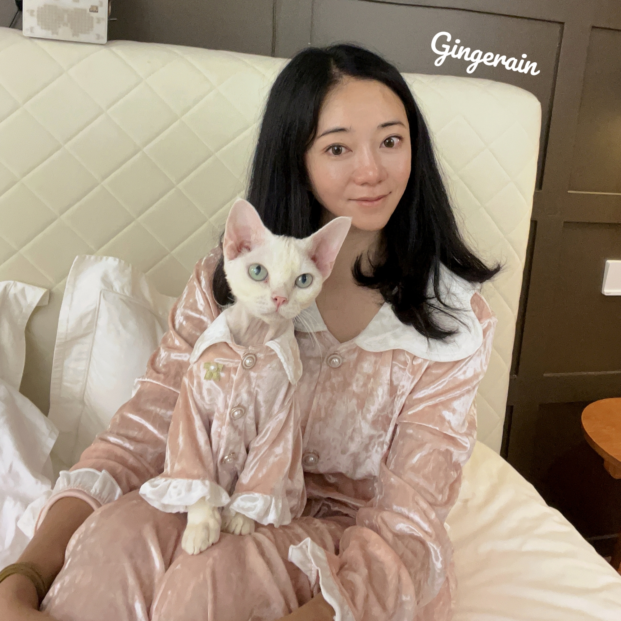 GINGERAIN猫咪亲子装丝绒睡衣