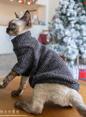 GINGERAIN 无毛猫衣服德文猫外套保暖秋冬耐脏肌理感温暖毛衣