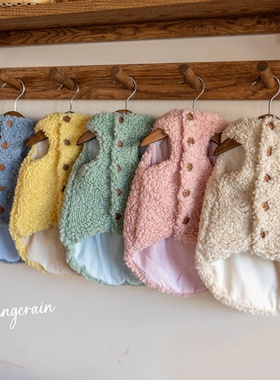 GINGERAIN 多彩羊羔绒马甲复古系扣无毛德文猫保暖背心外套